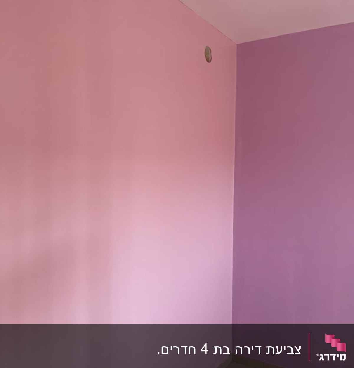 קיר צבוע בגוונים ורוד וסגול